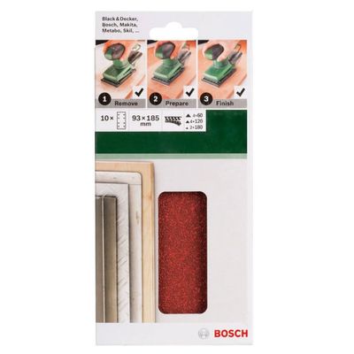 Bosch Slippapperset 60/120/180K 10st 93x185mm PSM