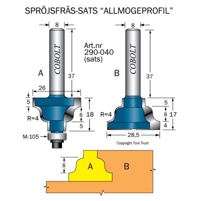 Cobolt Spröjs-& Bågfräs (sats) R=4