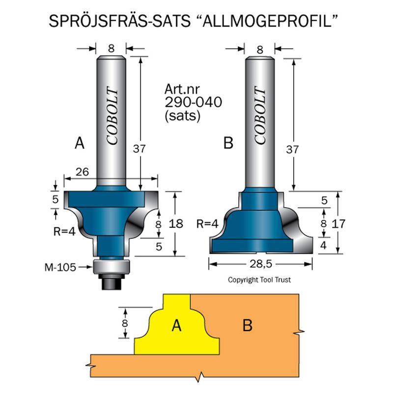 Cobolt Spröjs-& Bågfräs (sats) R=4