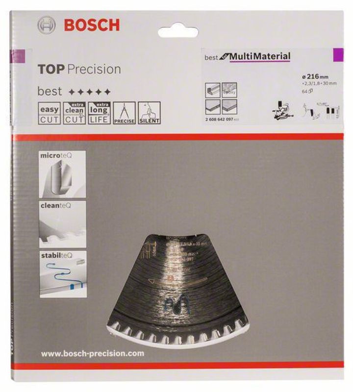 Bosch Sågklinga Top Precision 216mm 64T (Fina snitt)