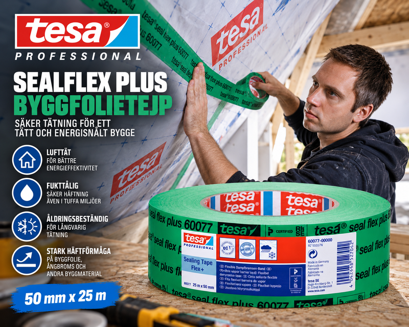 Tesa Sealflex+ 60077 – byggfolietejp för lufttäta skarvar