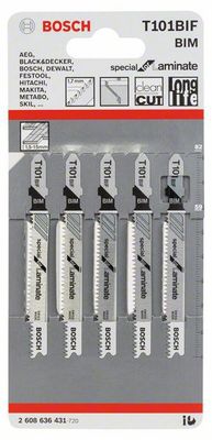Bosch T101BIF Sticksågsblad för Laminat/Plastlaminat/Multiplex 5-P