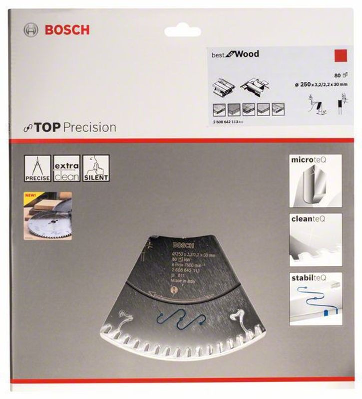 Bosch Sågklinga Top Precision 250mm x 80T (Fint snitt)