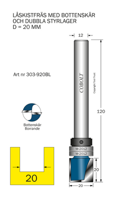 Cobolt Låskistfräs 2 lager D20 L20 TL120 S12