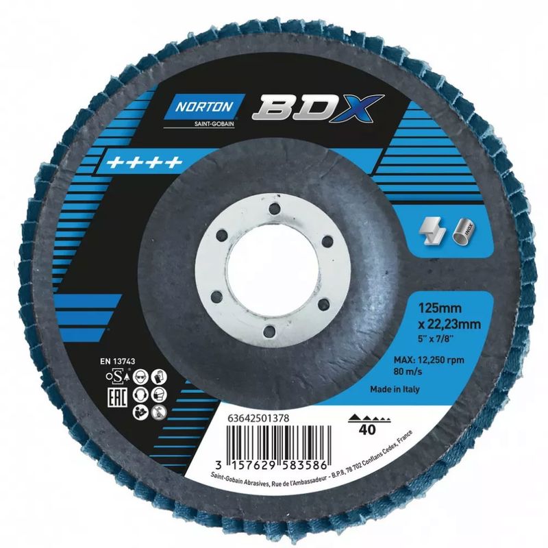 Norton BDX Lamellrondell 125x22 mm P80