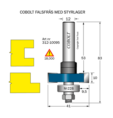 Cobolt Falsfräs L10 F9,5 D41 S12