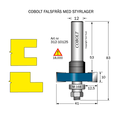 Cobolt Falsfräs L10 F12,5 D41 S12