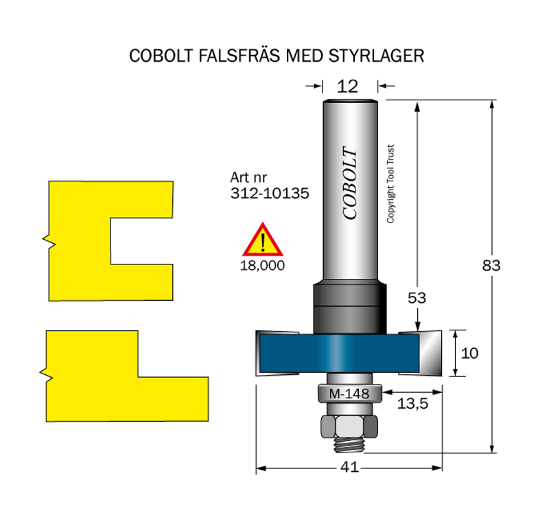 Cobolt Falsfräs L10 F13,5 D41 S12