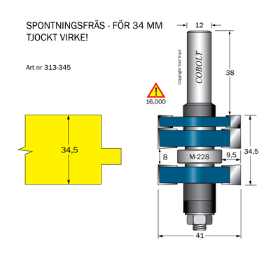 Cobolt Spontfräs L34,5 F9,5 D41 S12