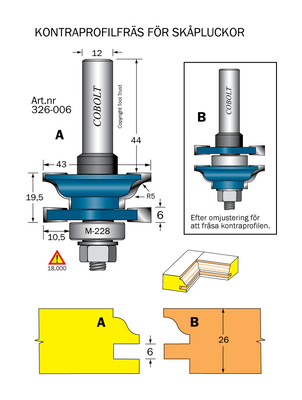 Cobolt Kontraprofilfräs R5 D43 not 6 S12 (326-006)