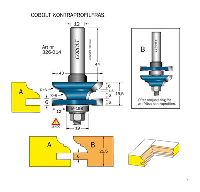 Cobolt Kontraprofilfräs R6 D43 not 6 S12 (326-014)