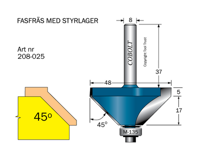 Cobolt Fasfräs 45gr L=18 F=25 D=48