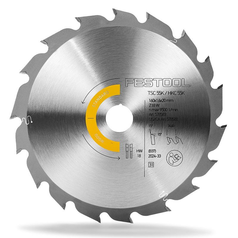 Festool Sågklinga WOOD STANDARD HW 160x1,6x20 W18