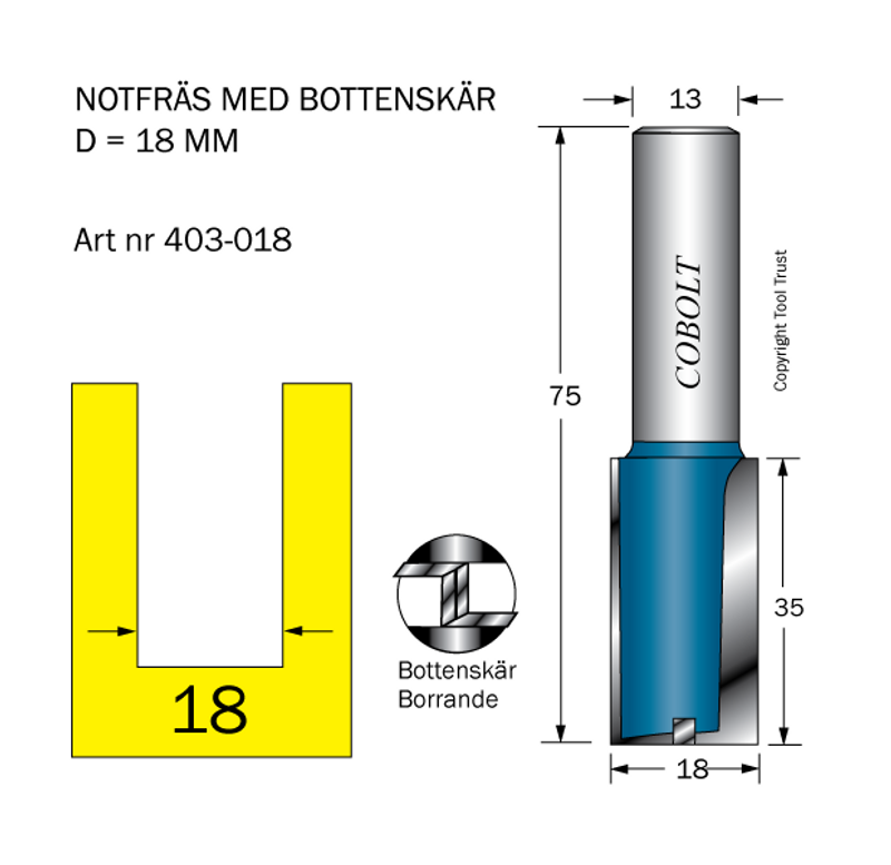 Cobolt Notfräs D18 L35 TL75 S13