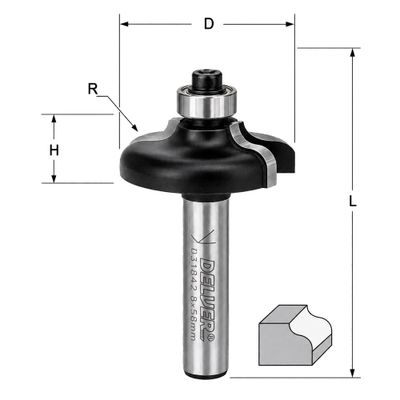 Delver Kantprofilfräs R6.3 38x15.9x59 S=8