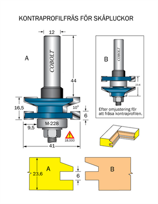 Cobolt Kontraprofilfräs 10° D=41 Not=6 S=12