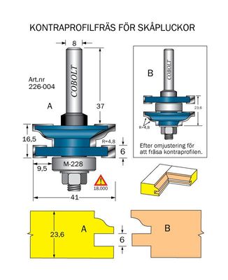 Cobolt Kontraprofilfräs D=41, Not=6 S=8