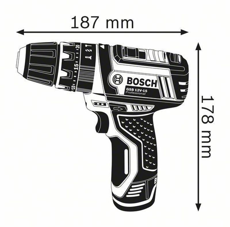Bosch GSB 12V-15 Slagborrmaskin 12V (2x2,0ah)