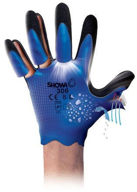Latexbelagd handske Showa 306 Strl 6/S (7)