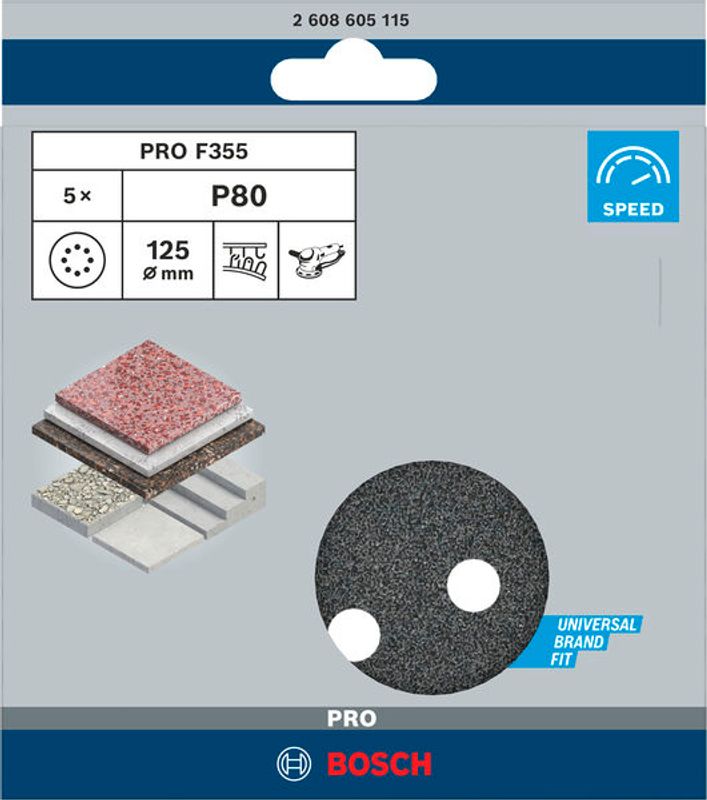 Bosch Slippapper 125mm Stenslippapper 80-400K 6H 5-P
