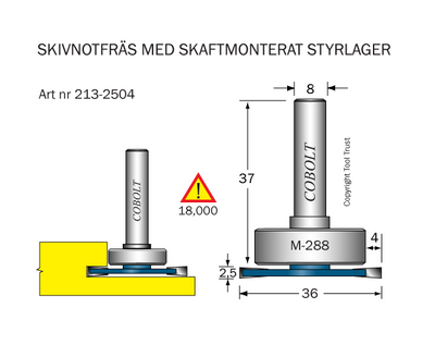Cobolt Skivnotfräs L=2,5 / F=4 D=36 S=8