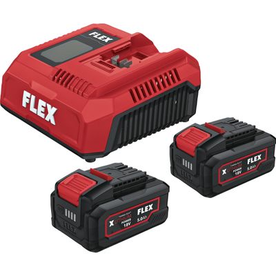 Flex Batteripack P-Set 18-55 CA2 – 2 st 5,0 Ah + snabbladdare, ingår i Flexpack 18V XL
