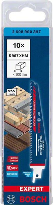 Bosch Expert ‘Wood with Metal Demolition’ S 967 XHM tigersågblad 150mm 10st CARBIDE