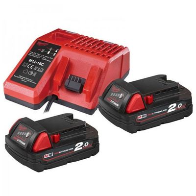 Milwaukee M18 NRG-202 Batteri-/Laddpaket (2x2,0ah + Laddare)