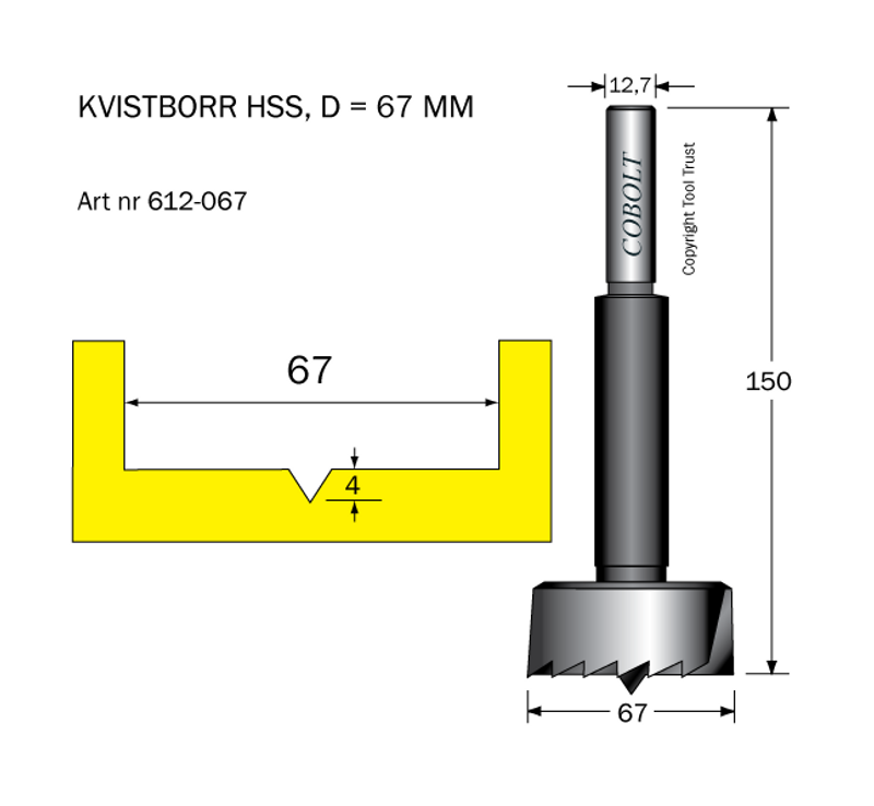 Cobolt Kvistborr HSS D66,6 TL158 S12,7