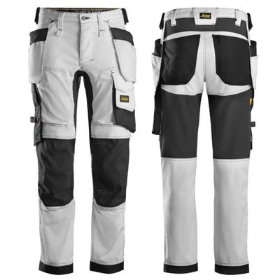 Snickers 6241 Arbetsbyxa Stretch Hölsterfickor Vit/Svart