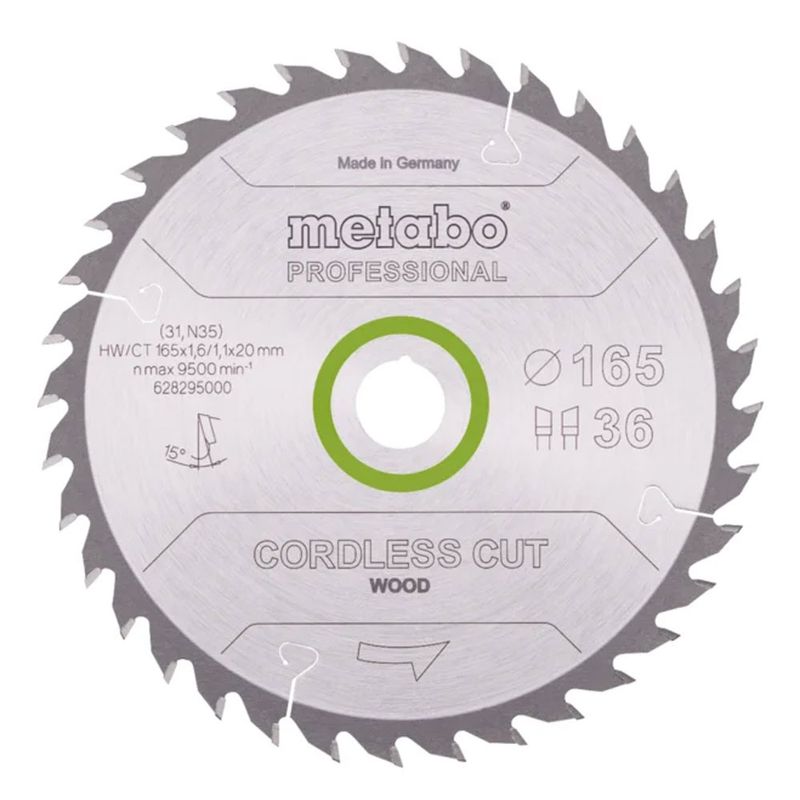 Metabo Sågblad Cordless cut wood – professional 165x20 Z36 WZ 15°
