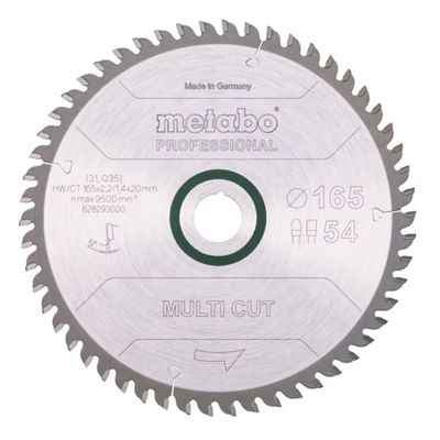 Metabo Sågblad Multi cut – professional 165x20 Z54 FZ/TZ 5°