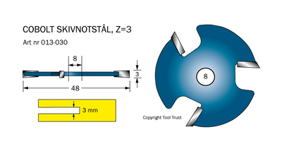 Cobolt Notskiva 3,0mm 3-skär D=48