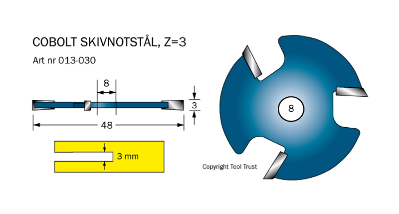 Cobolt Notskiva 3,0mm 3-skär D=48