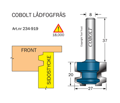 Cobolt Lådfogfräs D=27 L=19mm