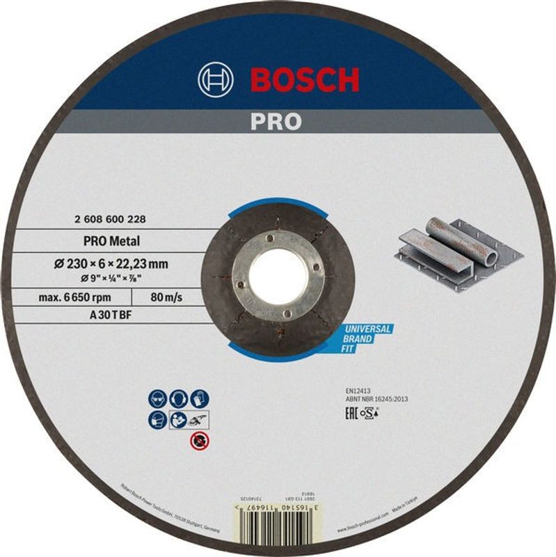 Bosch Navslipskiva 6 mm för metall/rostfritt