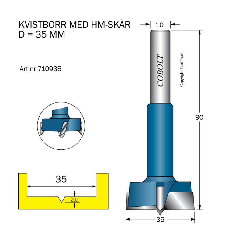 Cobolt HM Kvistborr D35 S10 TL90