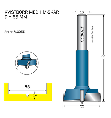 Cobolt HM Kvistborr D55 S10 TL90
