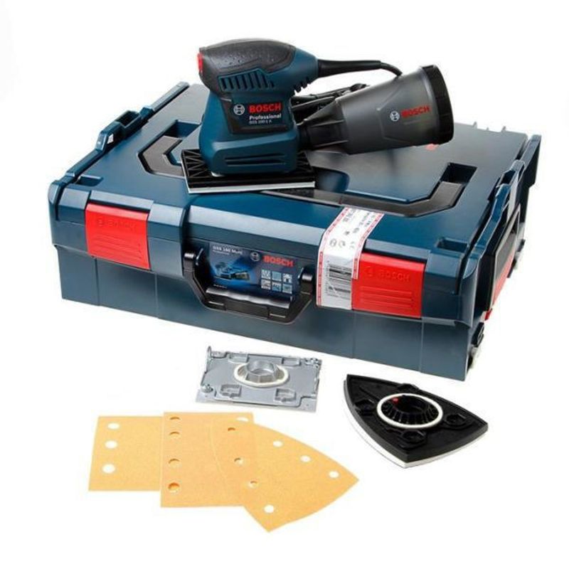 Bosch GSS 160-1 Multi Planslipmaskin i L-Boxx (3st Slipplattor)