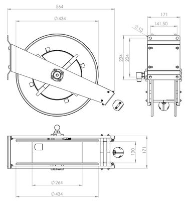 Flexbimec slangvinda tom 600 bar 1/2" 15 m öppen utan slang 9016