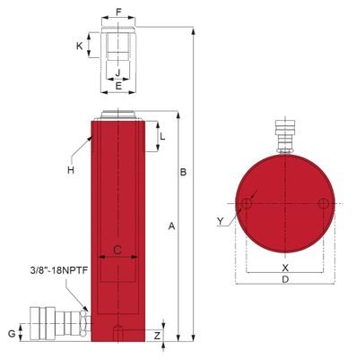 BVA enkelverkande cylinder 50 ton slaglängd 260 mm 700 bar