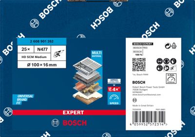 Bosch Expert N477 SCM-skiva för vinkelslipar, 100 x 16mm 25st för slipning av trä och färg
