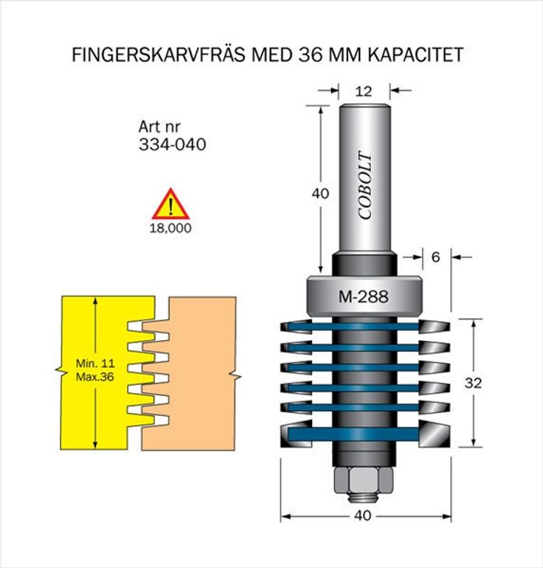 Cobolt Fingerskarvfräs L=32 D=40