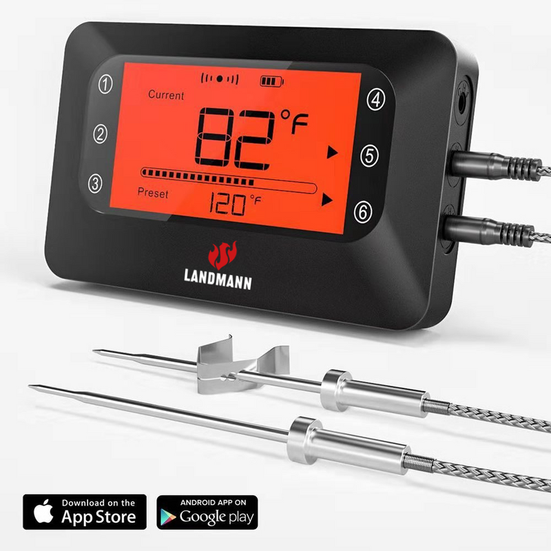 Landmann Smarttermometer med bluetooth, Belyst LCD display