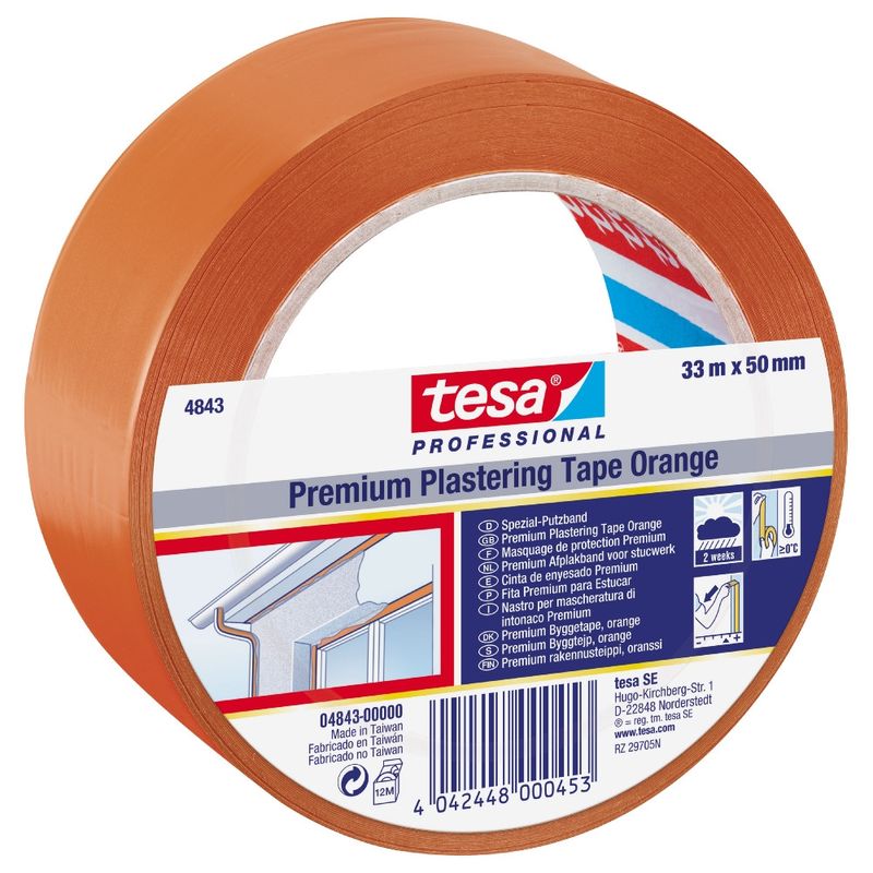 Tesa Bygg- & Skyddstejp Orange PVC 50mm x 33m UV-Beständig