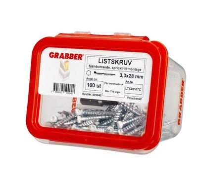 GRABBER LISTSKRUV 3,3X28 100 ST VIT