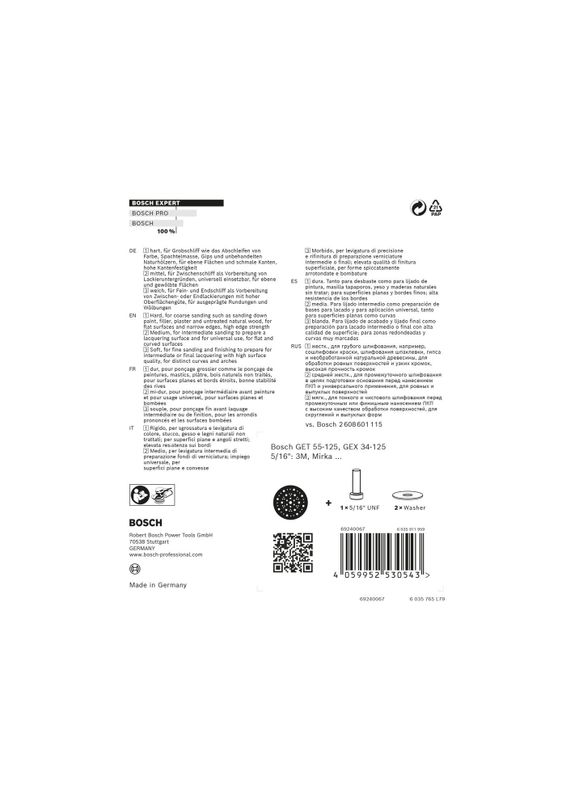 Bosch Expert Multihål stödrondell Universal 125mm Mjuk/Medium/Hård