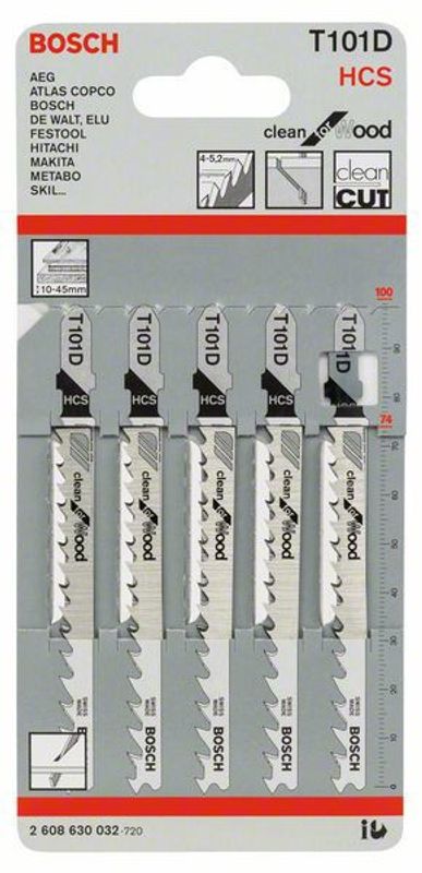 Bosch T101D Sticksågsblad 5-P (Mjuka träslag)