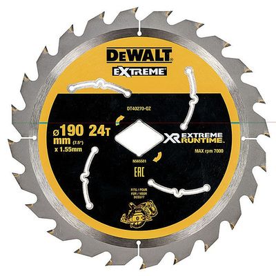 DeWalt DT40270 Cirkelsågsklinga XR 190mm x 24T CSB (för DCS577)