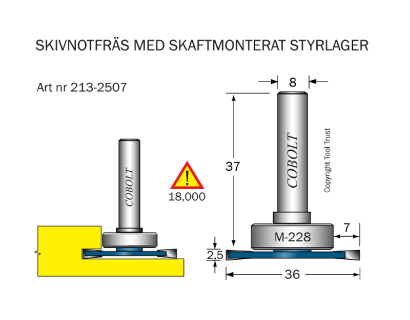 Cobolt Skivnotfräs L=2,5 / F=7 D=36 S=8